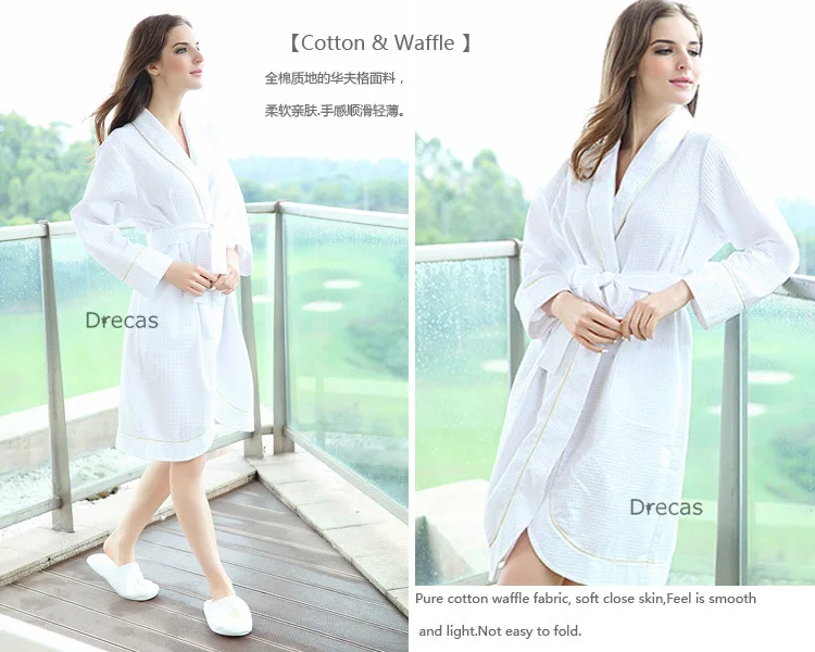 Женский вафельный банный халат для отеля и дома на весну лето 100% хлопок ночное