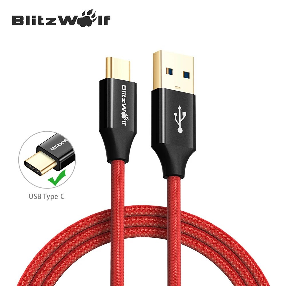 BlitzWolf кабель USB тип-С кабель 1m 1.8m для зарядки мобильного телефона для Xiaomi для Macbook