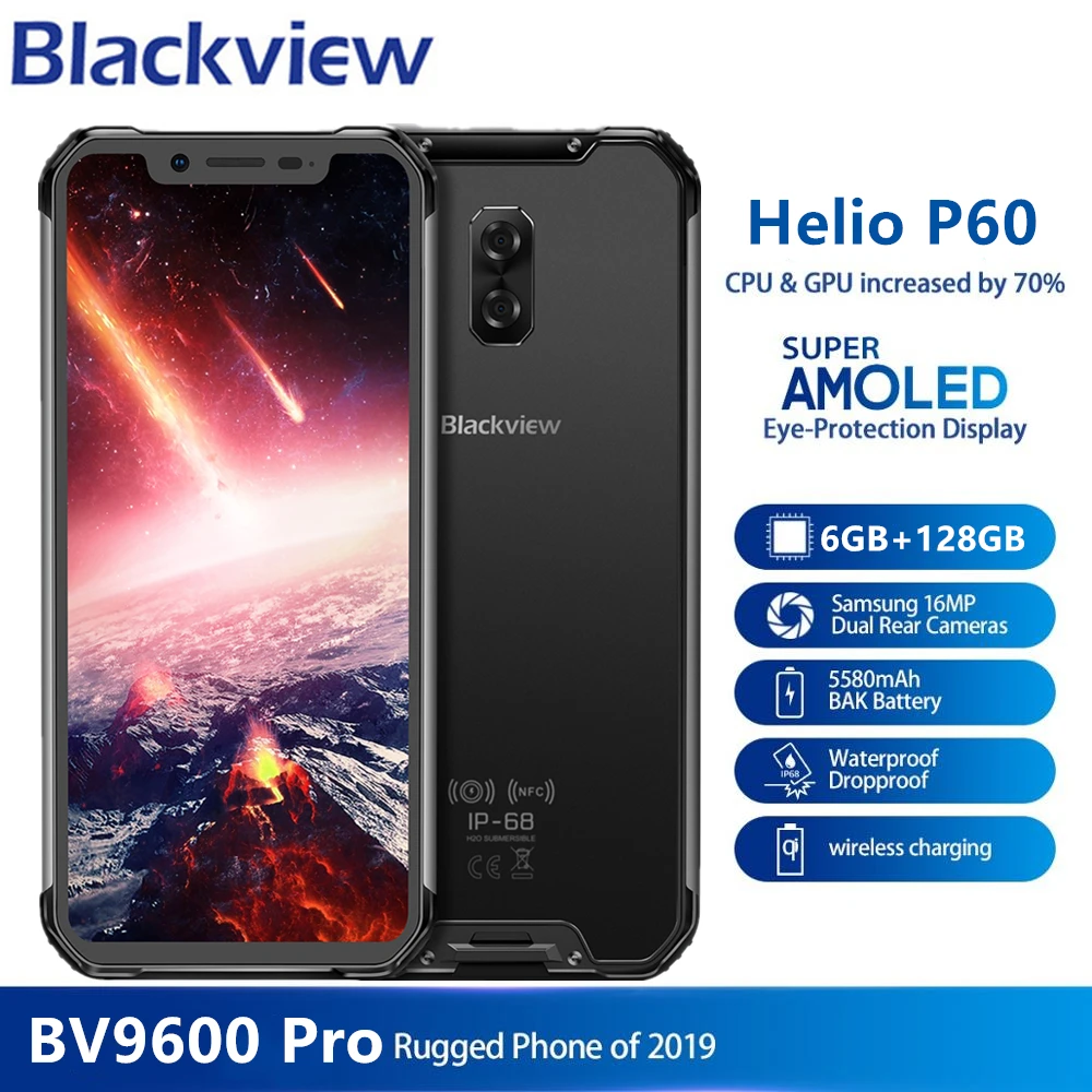 Blackview BV9600 Pro IP68 Водонепроницаемый глобальный мобильный телефон 6 21 &quot19:9 AMOLED Helio P60