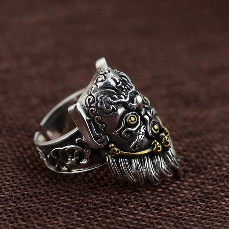 FNJ 925 Silver Skeleton Ring Skull New Fashion S925 Sterling Thai Silver Rings for Men Jewelry Adjustable Size