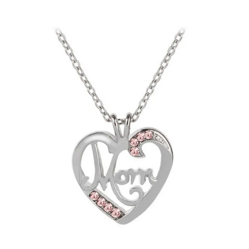 Милые ожерелья с кулоном из страз надписью MOM инкрустированные кристаллами