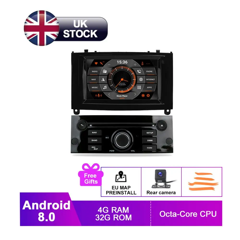 7 &quotips Android 8 Автоматическое радио GPS для PEUGEOT 407 2004 2010 один Din DVD НАВИГАЦИЯ WiFi Аудио