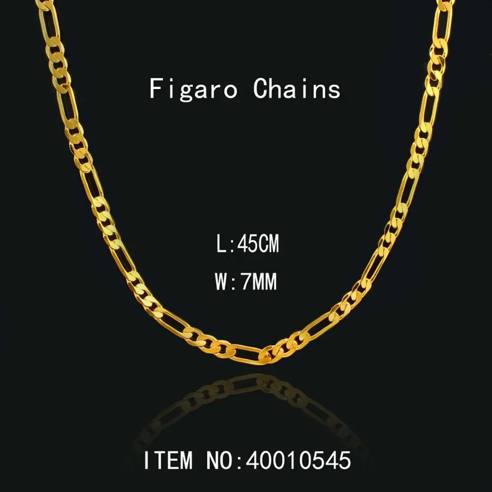 Новинка 2017 четыре размера золотые ожерелья золотого цвета цепочка Фигаро для
