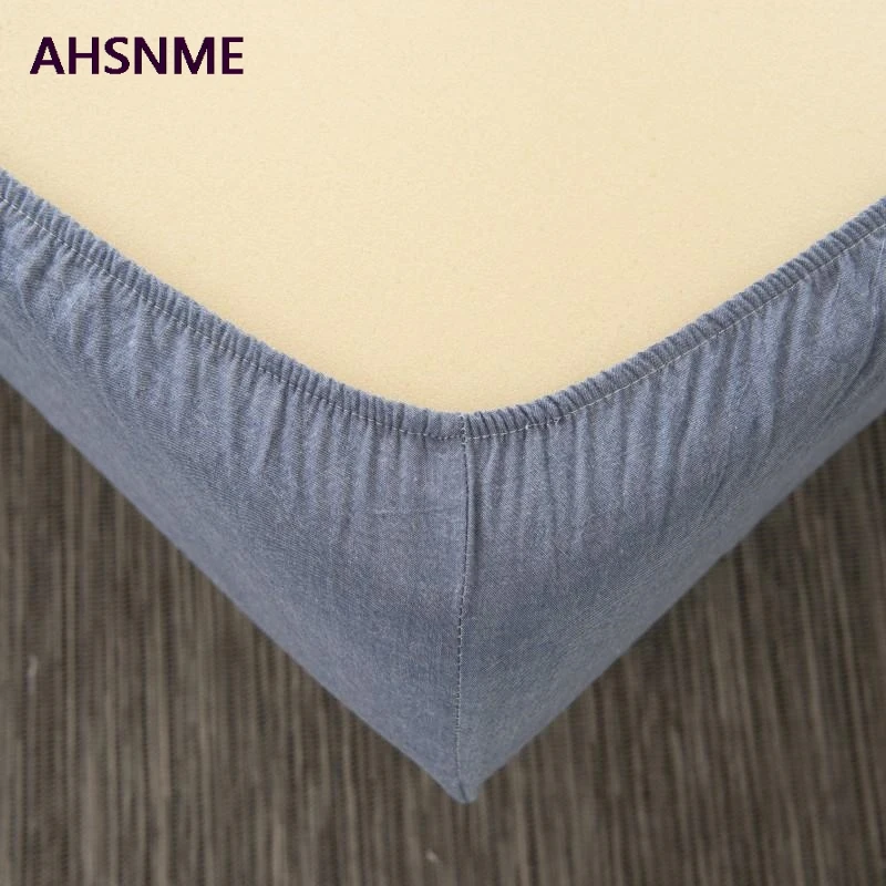 AHSNME, хлопок, простыня, супер мягкая, parure de lit, прохладное лето, простая джинсовая синяя простыня, 90x200/120x200/180x200 см