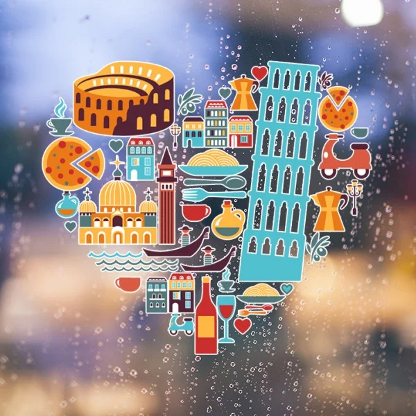 Съемные наклейки на стену Италия любовь сердце пейзаж таможня