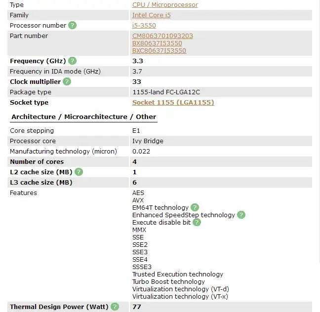 Intel Core i5-3550 i5 3550 четырехъядерный процессор(6 м кэш, 3,3 ГГц) LGA1155 ПК настольный компьютер ЦП