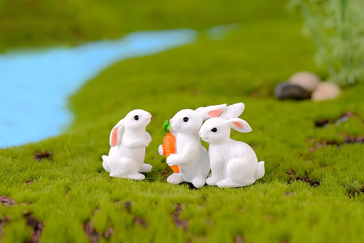 Пасха любовь белый Кролик Фигурки забавные животные модель Миниатюрные фигурки сказочный сад свадебные куклы украшения девочка игрушка подарок