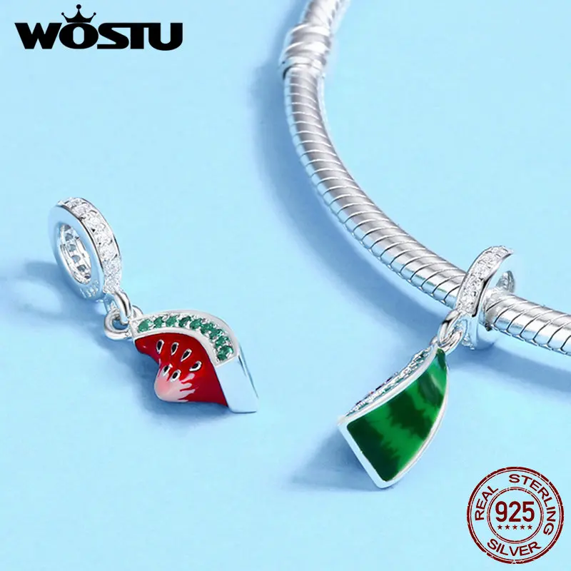 WOSTU популярное серебро 925 пробы Ослепительная подвеска в виде арбуза с фианитами