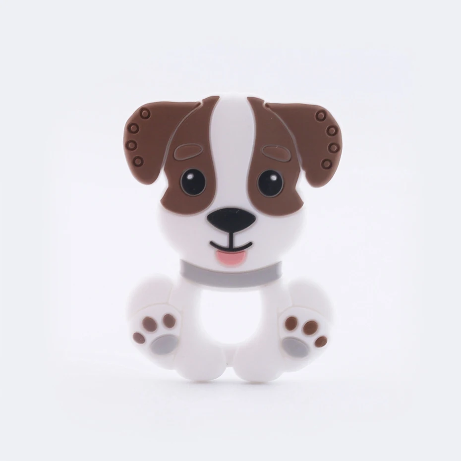 Brown Dog 1 шт., силиконовый Прорезыватель для зубов, собачка, миниатюрный стержень, подвеска для кормления, ожерелье, подвеска, пищевые силиконовые бусины, грызун, детские игрушки для укуса, bopobo - Цвет: Brown Dog