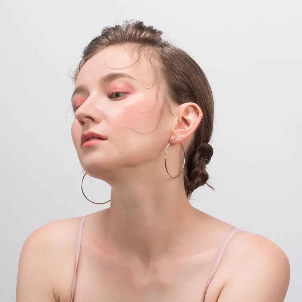 ORSA JEWELS подлинные 925 пробы серебряные серьги круглые большие круглые 30 см 4 см 50 см круглые серьги женские серебряные ювелирные изделия Aretes OSE146