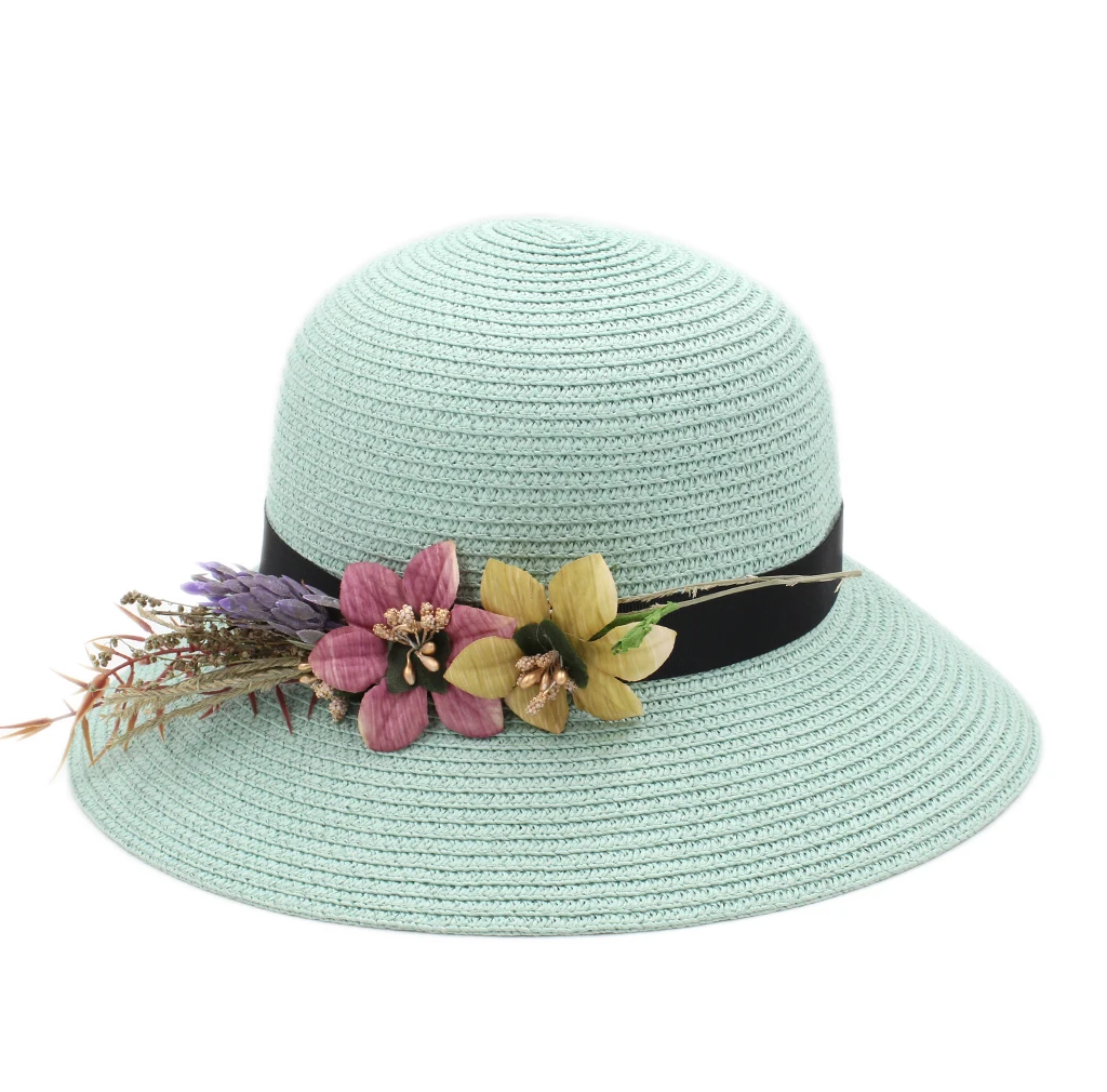 

Mistdawn Fashion Floppy Brim Women's Straw Cloche Hat Summer Beach Sun Hat Bowler Cap W/ DIY Flower Hatband Size 56-58cm