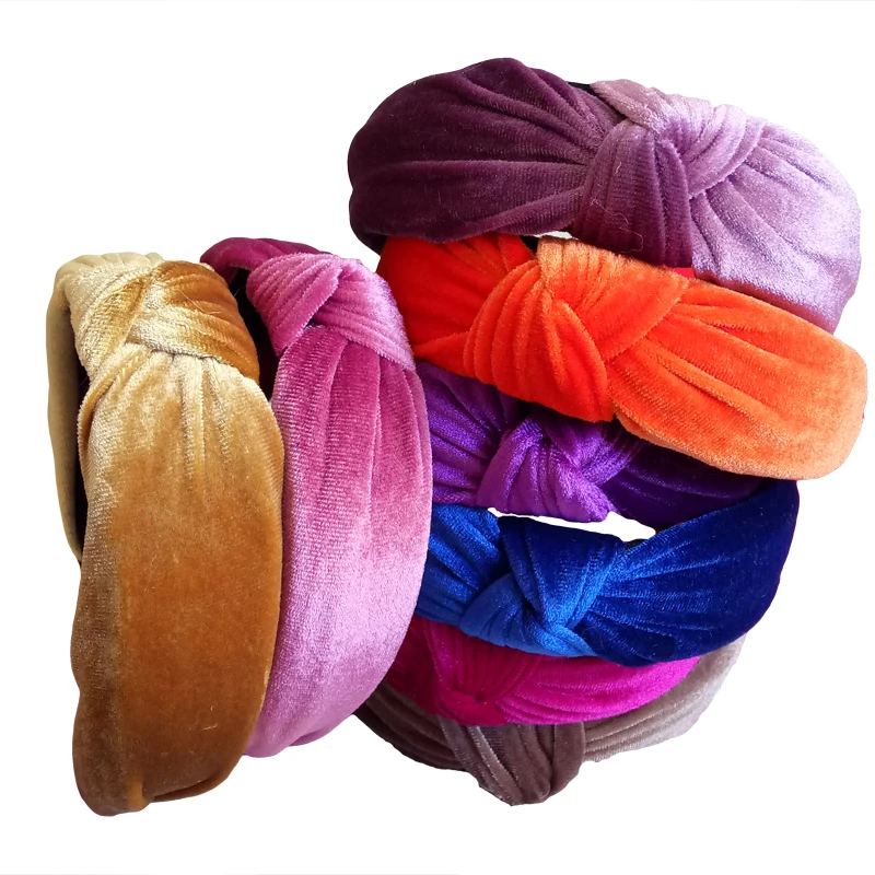 maxsiti u vintage velvet knot design pure color headbands for women girl fashion hairbands custom hair accessories free global shipping