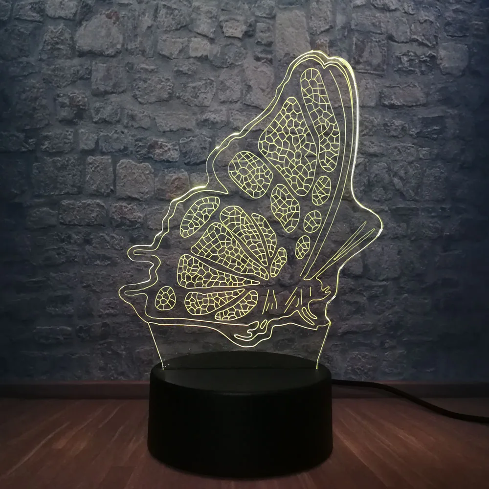 2019 3D светодиодный ночной Светильник бабочка спальня стол сна лампа RGB 7 Цвет