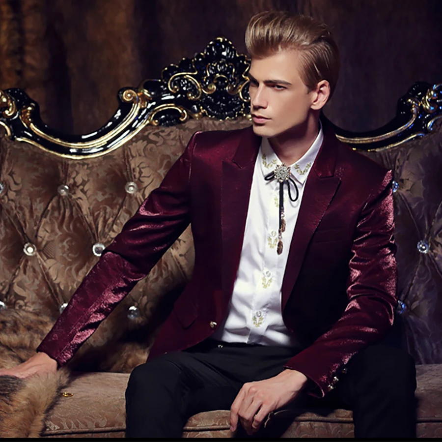Размера плюс Блейзер Slim Fit Повседневное вечерние костюм Для мужчин на одной