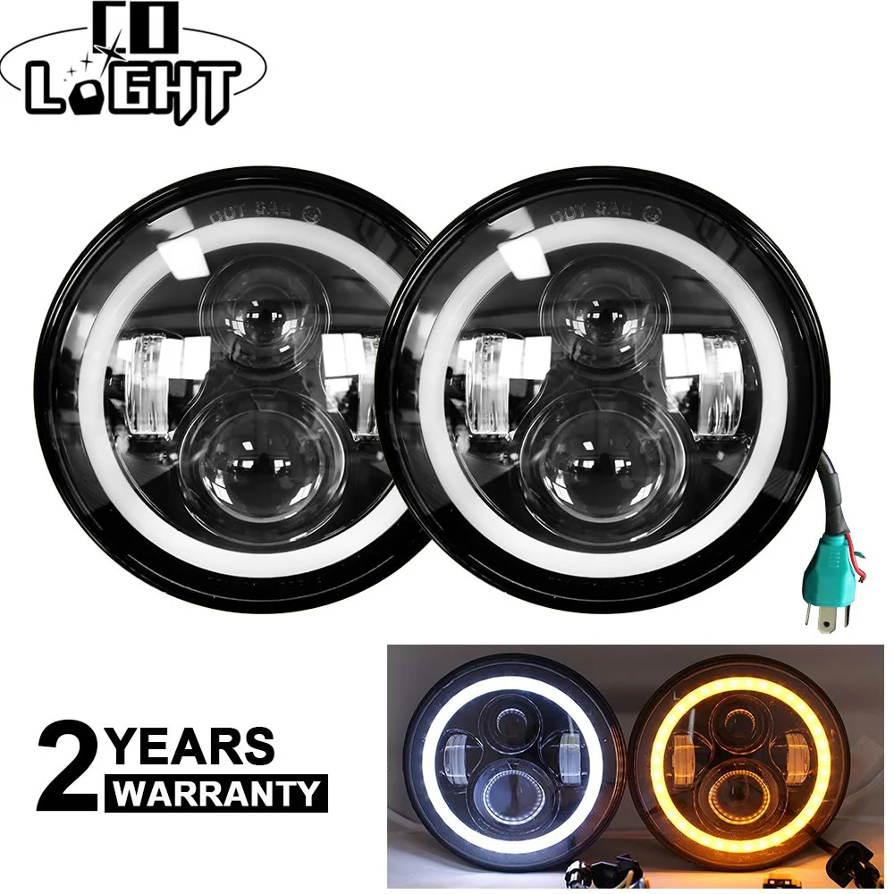 Светодиодные фары CO LIGHT 7 &quot 80 Вт H4 ближнего и дальнего света с ангельскими