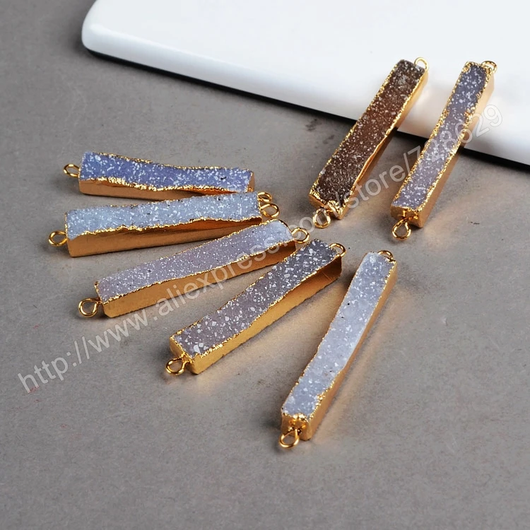 BOROSA 5 шт./лот Натуральный Druzy Drusy Кристалл коннектор золото электроформованный