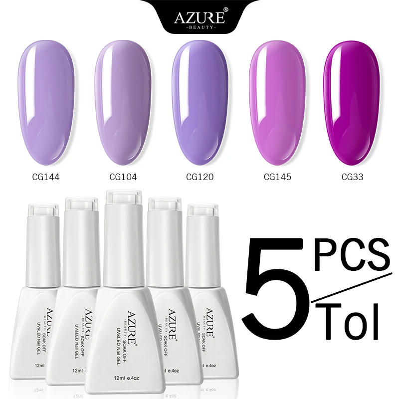 Azure beauty 5 шт./лот Гель-лак замачиваемый Полупостоянный светодиодный гель для ногтей наборы лаков для ногтей салонный гель для ногтей Французский стиль гель - Цвет: 5PCS