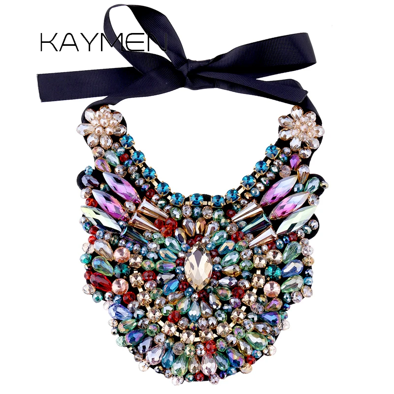 

KAYMEN New Fashion Handmade Crystals Torques Necklace Pendant for Women Party Jewelry Statement Chokers Drop-shipping Wholesale