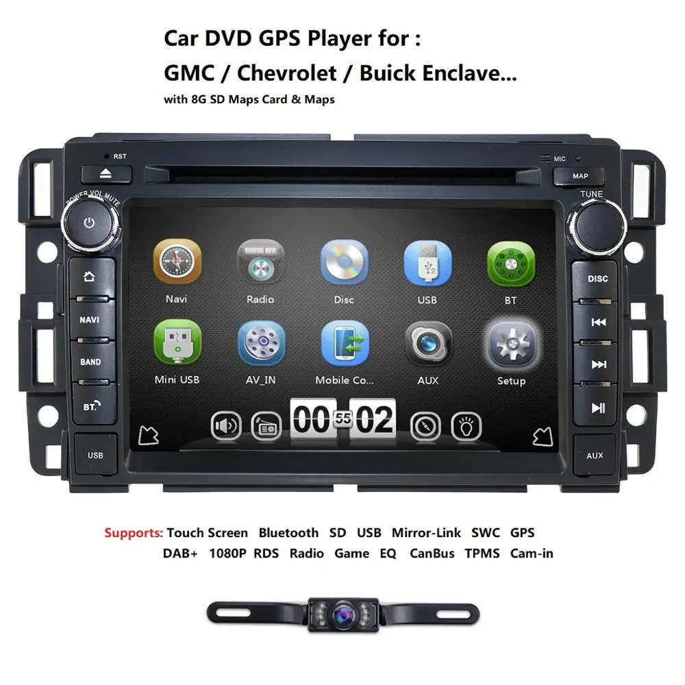 " Wince автомобильный стерео dvd-плеер gps Navi для GMC Yukon Acadia Chevy 2007-2012 двойной Din в тире сенсорный экран FM/AM радио приемник