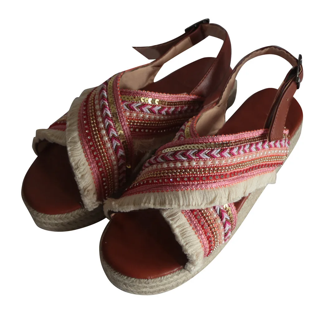 Сандалии SAGACE женские с открытым носком босоножки кисточками и бисером римские