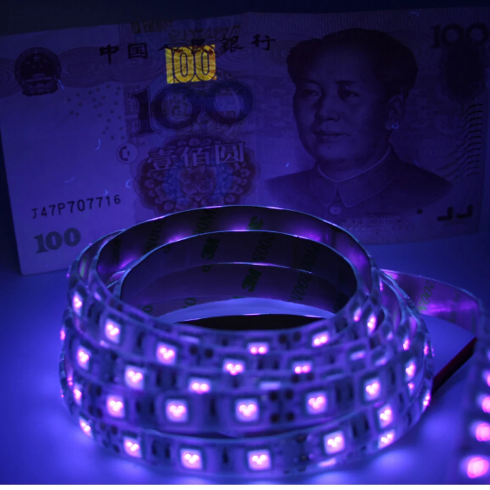 DC12V 1 5 м УФ черный свет Светодиодная лента 5050 SMD 60led/m ip65/не Водонепроницаемая