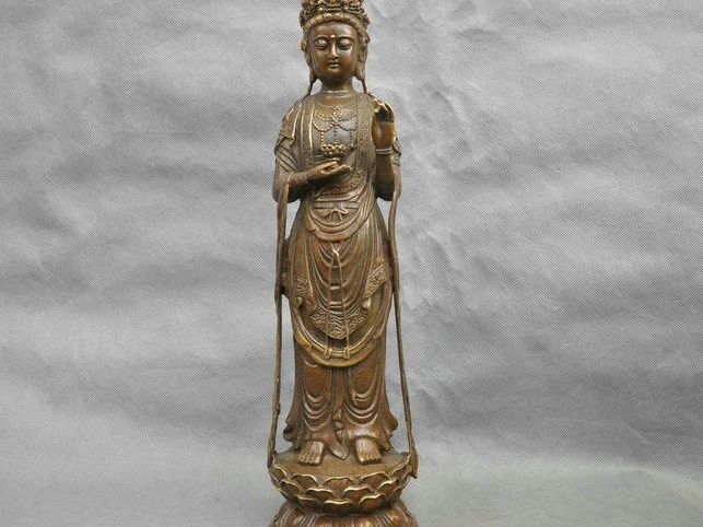 16 ''китайский Тибетский Бронзовый буддистский Гуаньинь Кван-Инь Bodhisattva