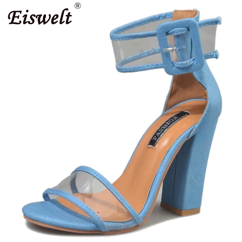 EISWELT/женские босоножки гладиаторы на платформе высоких каблуках ясно Туфли с