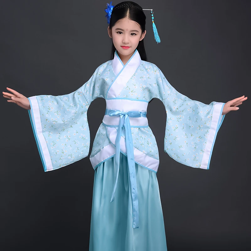 Танцевальный костюм Hanfu для девочек наряд китайского фестиваля Старинное платье