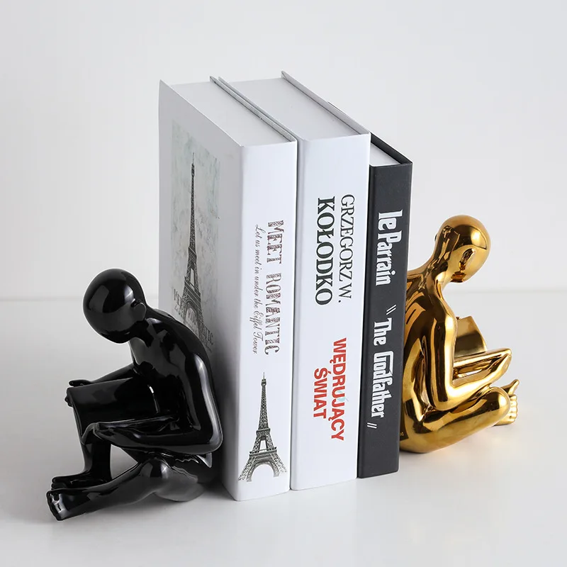 

Чтение символов скульптура стол Sitter золото Белый Черный книга для чтения людей книжный шкаф пара набор украшение дома друг подарок