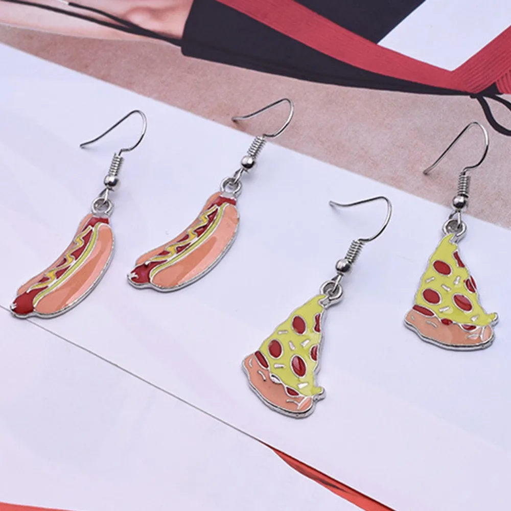 Новые модные креативные серьги подвески для напитков пиццы гамбургера картофеля
