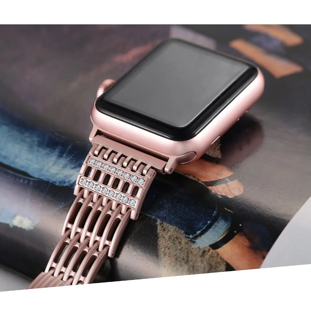 Joyozy для Apple Watch Band 38 мм 42 мм алмазный обруч для Apple Watch series 4 3 2 1 браслет для iwatch ремешок из нержавеющей стали