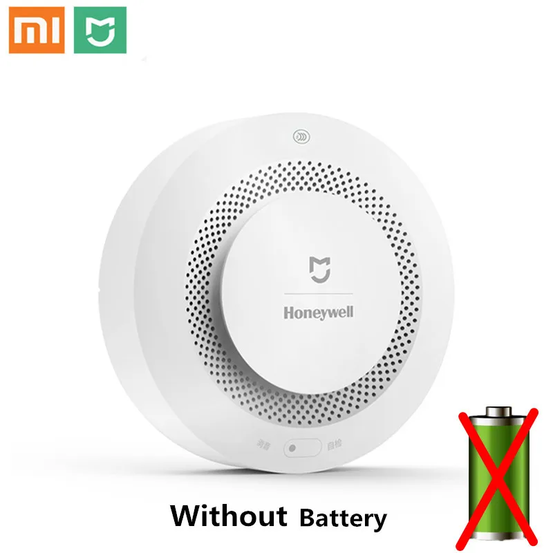 Without Battery Xiaomi Mijia Honeywell детектор пожарной сигнализации звуковая и визуальная сигнализация работа с шлюзом детектор дыма умный дом удаленный - Цвет: Without Battery