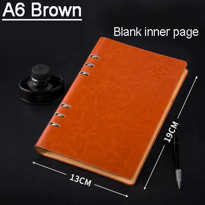 A6 Brown Записная книжка в форме листа A6A5B5A4 чистая белая бумага простой бизнес-блокнот Пользовательский логотип искусственная кожа надпись подарок - Цвет: A6 Brown