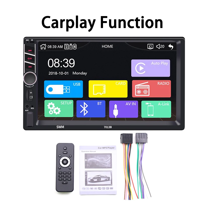 7013B Carplay версия 7 дюймов Автомобильный Радио плеер AUX FM MP4 MP5 стерео аудио Поддержка