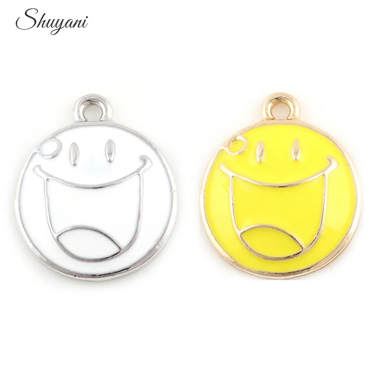 20 шт из сплава серебристый золотистый Экспрессия подвески белый желтый улыбка
