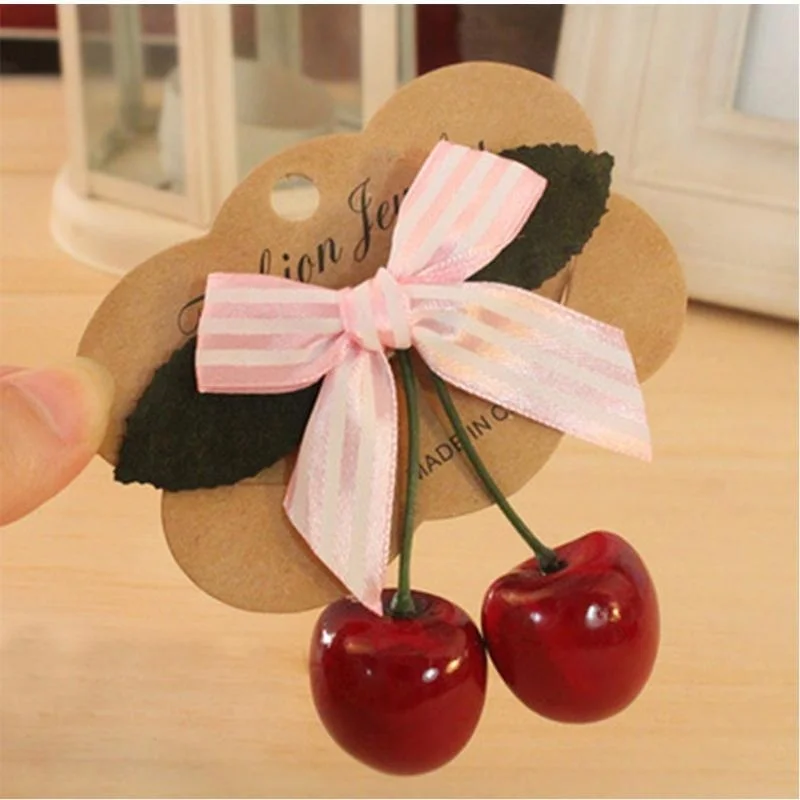 Заколка для волос с бантом в виде красных фруктов 3 шт.|Аксессуары укладки| |