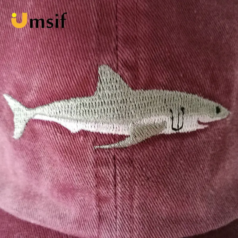2019 Women Men Summer Cartoon Washed Cotton Embroidered Shark Baseball Caps Female Male Spring Hip Hop Snapback Hat Trucker Cap |