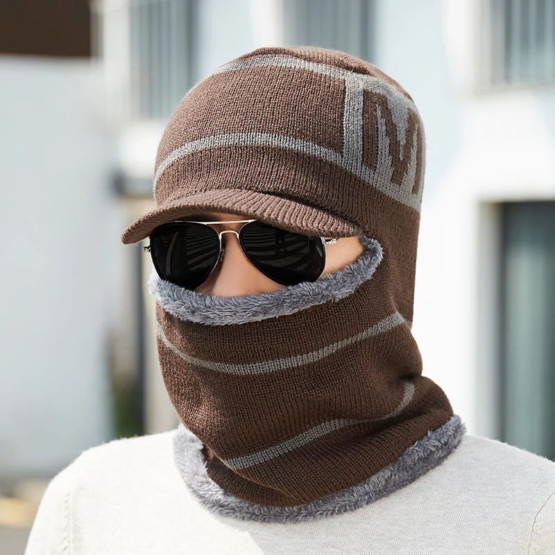 Зимние шапки Skullies Beanies шапка для мужчин и женщин шерстяной вязаный теплый плюшевый шарф шапки Балаклава маска Gorras Bonnet вязаная Лыжная шапка для снежной погоды