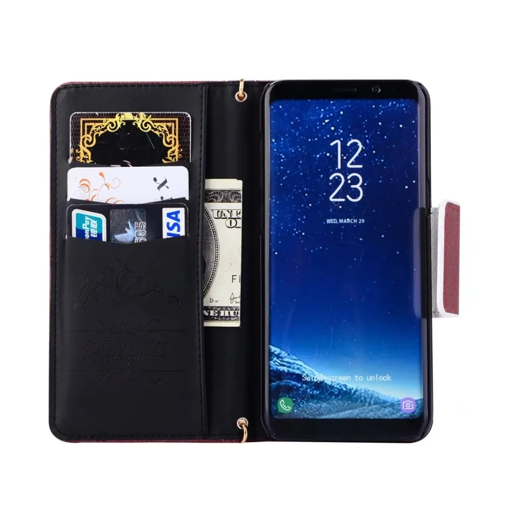 Кошелек кожаный чехол для телефона samsung galaxy s10 s8 s9 плюс s10e s10 lite s7 edge Примечание 8 9 чехол карты флип Ремешок цепи шель