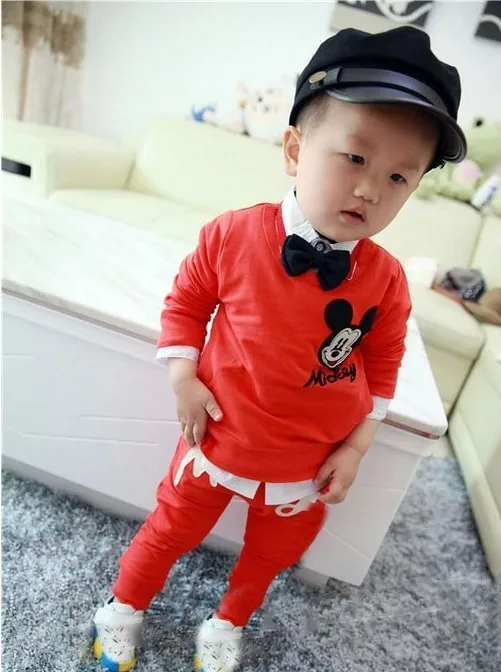 Spring cotton Mickey minni Toddlers Children Baby Boys Girls Autumn 2 Pcs Clothing Set Suit Pattern T-Shirt+Pants Sets | Детская одежда
