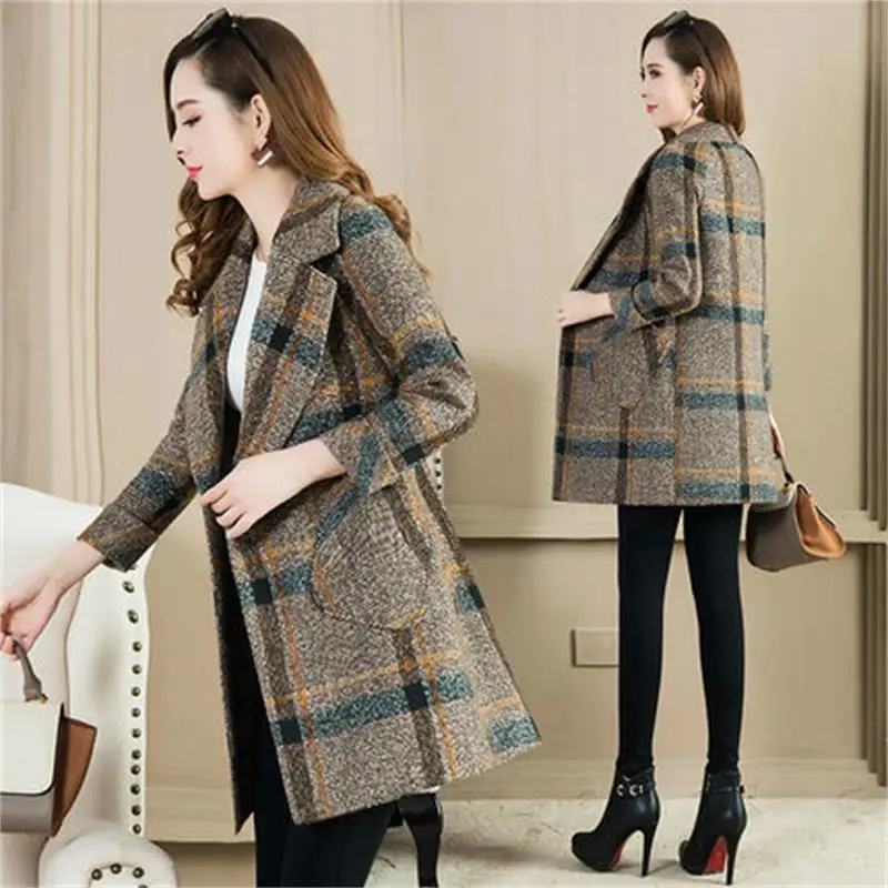 Новинка Осень-зима 2019 модное популярное приталенное клетчатое пальто в стиле