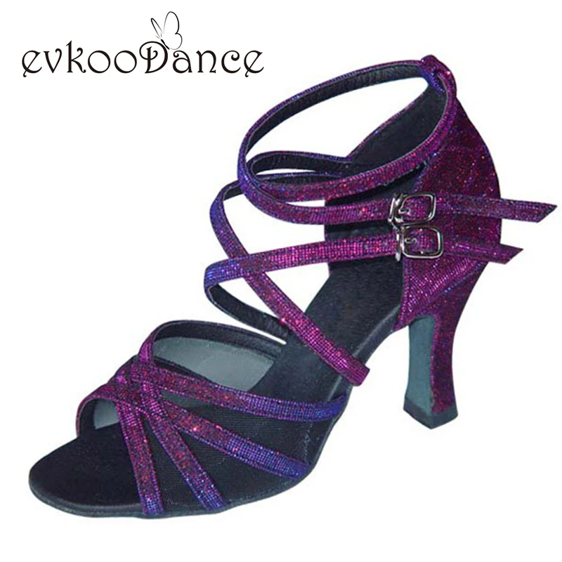 

2017 free shipping Purple chameleon Size US 4-12 material 8cm Heel Height Professional salsa dance shoes women NL040