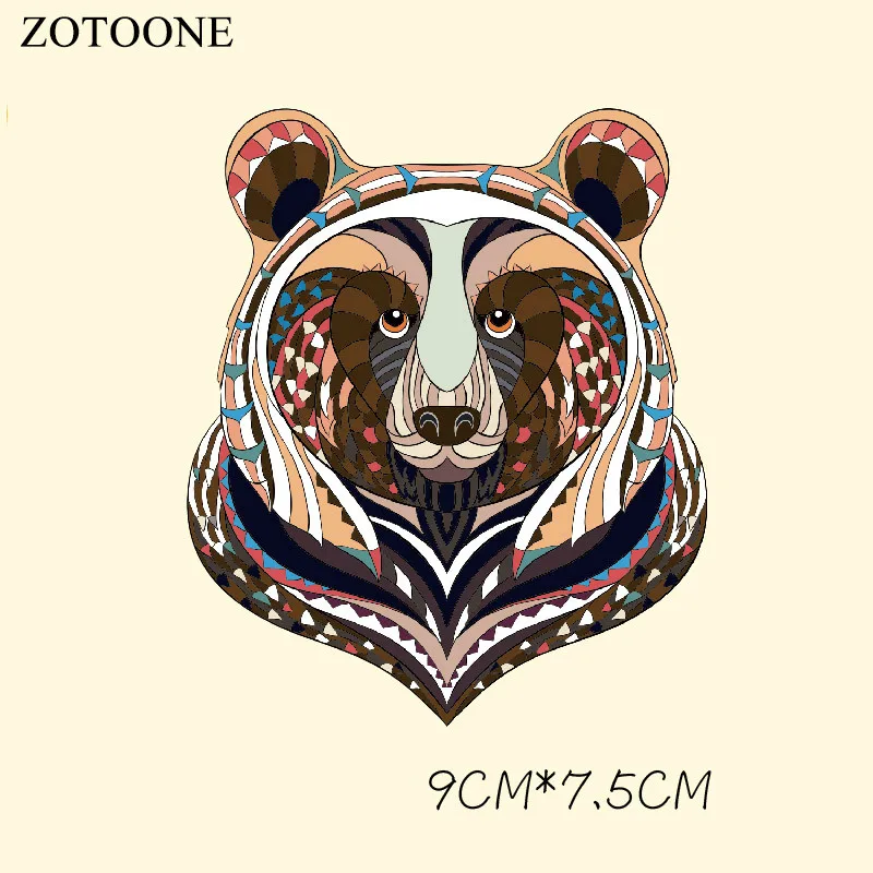 Bear ZOTOONE нашивки в форме животных тигра для одежды, железная Футболка с аппликацией, вышитый значок, наклейки на одежду, платья - Цвет: Bear