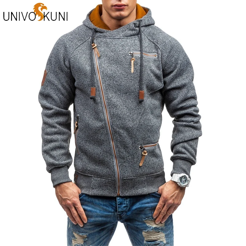UNIVOS KUNI 2019 Весенняя Новинка мужская мода одноцветная толстовка с капюшоном на