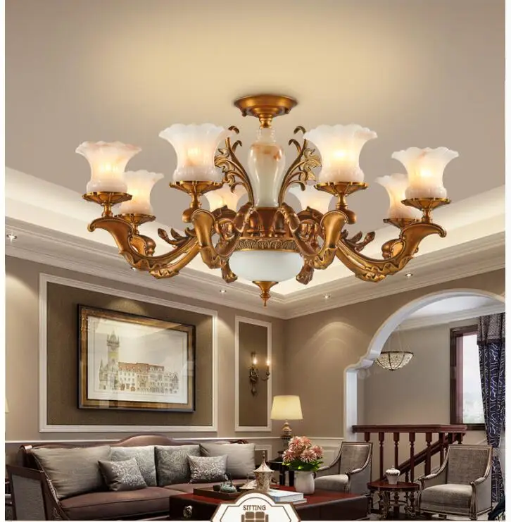 Бесплатная доставка новая бронзовая антикварная Нефритовая дизайнерская люстра