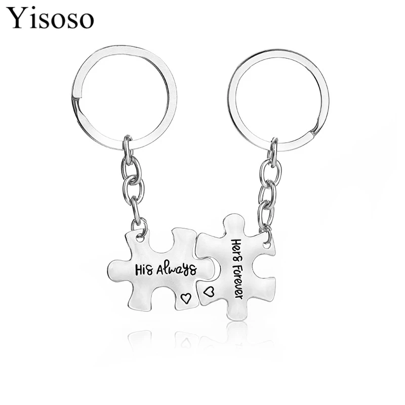 Брелок для ключей Yisoso 2 шт./компл. с надписью His Always and Her Forever сердечком брелки