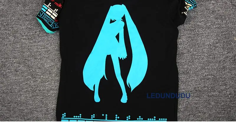 Японского Аниме VOCALOID Хацунэ Мику Футболка с принтом для женщин мужчин короткий рукав тройник Косплей Лето Новинка топы костюмы