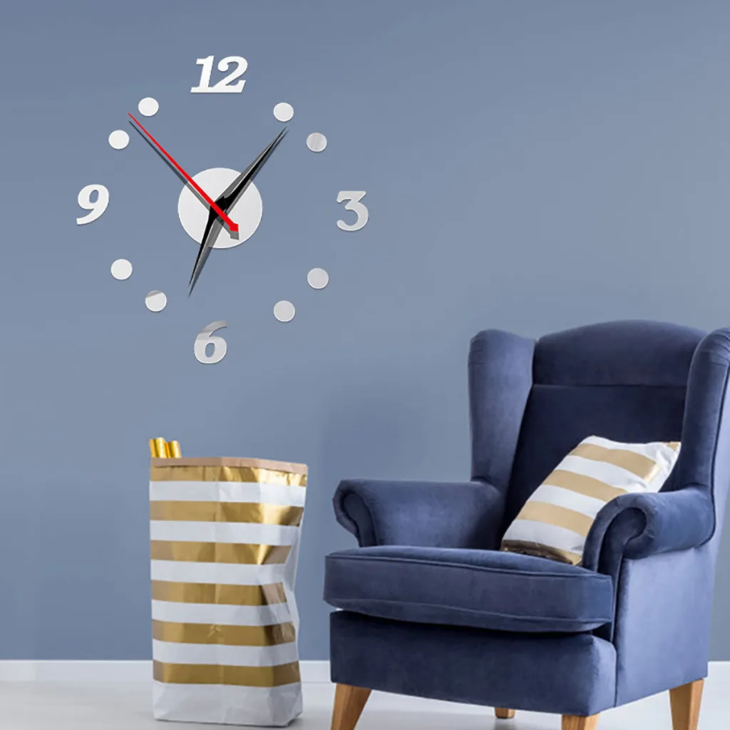 Новинка 2019 часы настенные Horloge 3d Diy акриловые зеркальные наклейки украшение дома