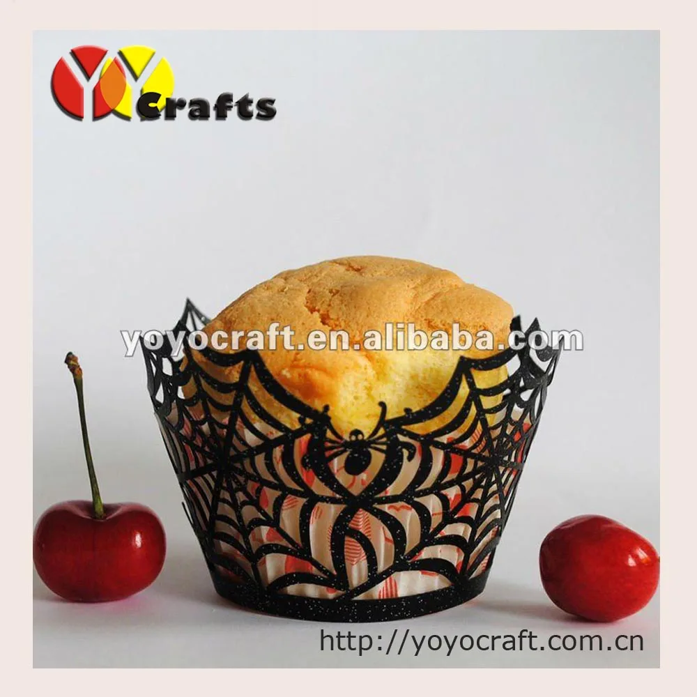 Украшение для Хэллоуина черная лазерная резка паутина Конфета торт кружевная