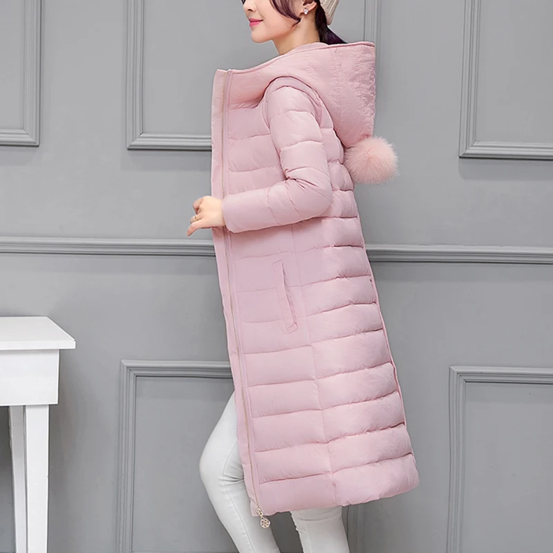 Модная женская длинная куртка на хлопковом наполнителе с большим шерстяным